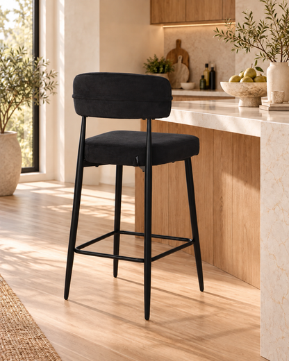 Chaise Haute Tabouret de bar en tissu anti tache, 51x51xH96CM - YAARA ( 65 cm hauteur assise)