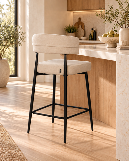 Chaise Haute Tabouret de bar en tissu anti tache, 51x51xH96CM - YAARA ( 65 cm hauteur assise)