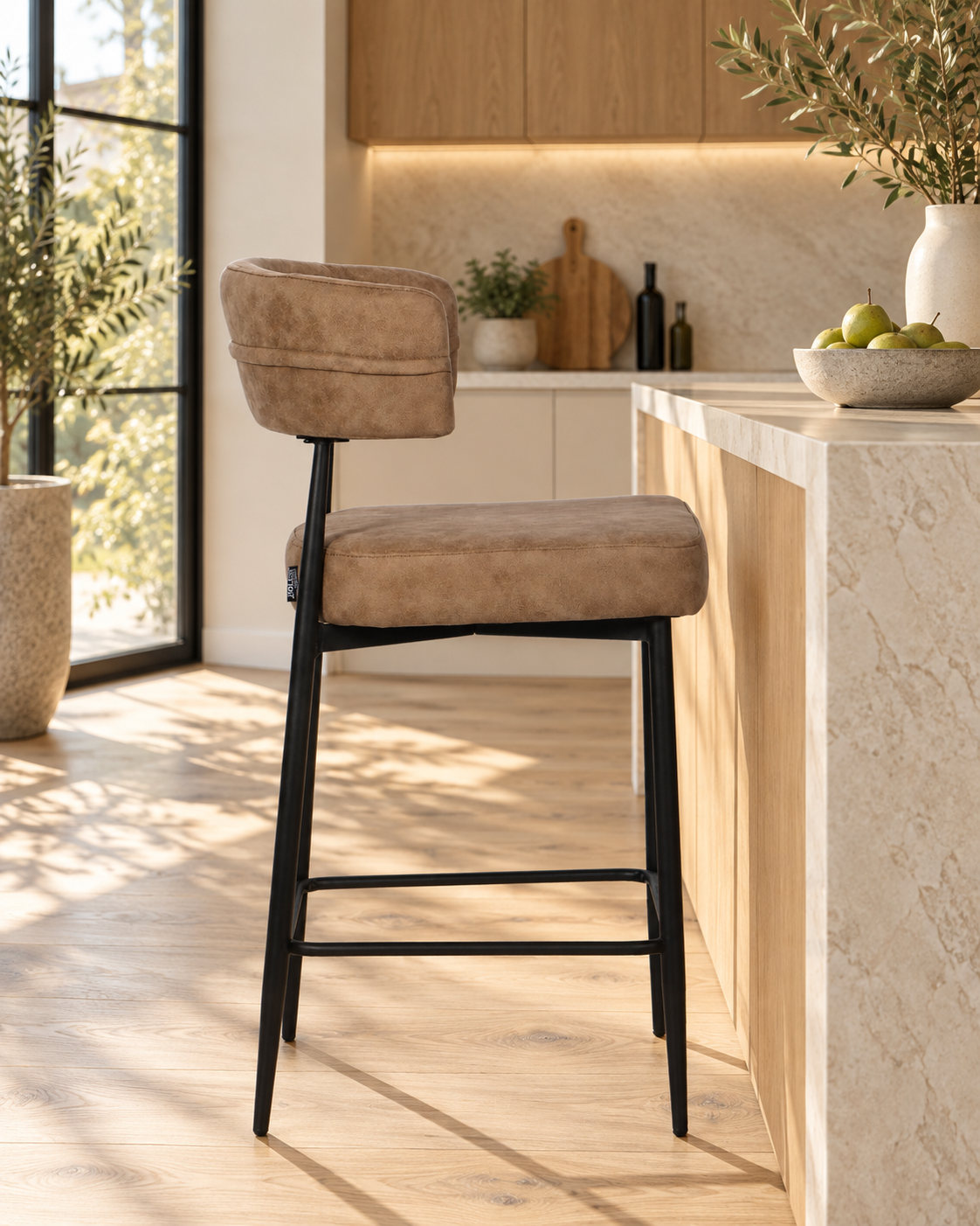 Chaise Haute Tabouret de bar en tissu anti tache, 51x51xH96CM - YAARA ( 65 cm hauteur assise)