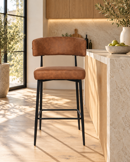 Chaise Haute Tabouret de bar en tissu anti tache, 51x51xH96CM - YAARA ( 65 cm hauteur assise)