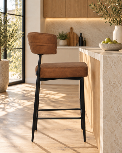 Chaise Haute Tabouret de bar en tissu anti tache, 51x51xH96CM - YAARA ( 65 cm hauteur assise)