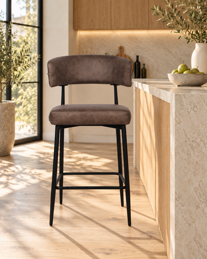 Chaise Haute Tabouret de bar en tissu anti tache, 51x51xH96CM - YAARA ( 65 cm hauteur assise)
