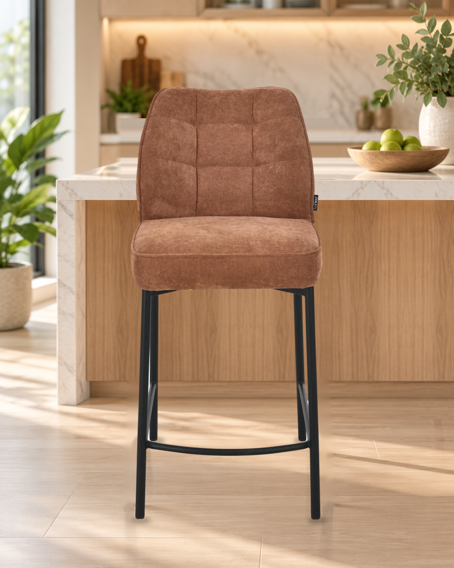 Chaise haute tabouret de bar en tissu anti tache, 67x47xH97,5CM - LYRA