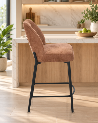 Chaise haute tabouret de bar en tissu anti tache, 67x47xH97,5CM - LYRA