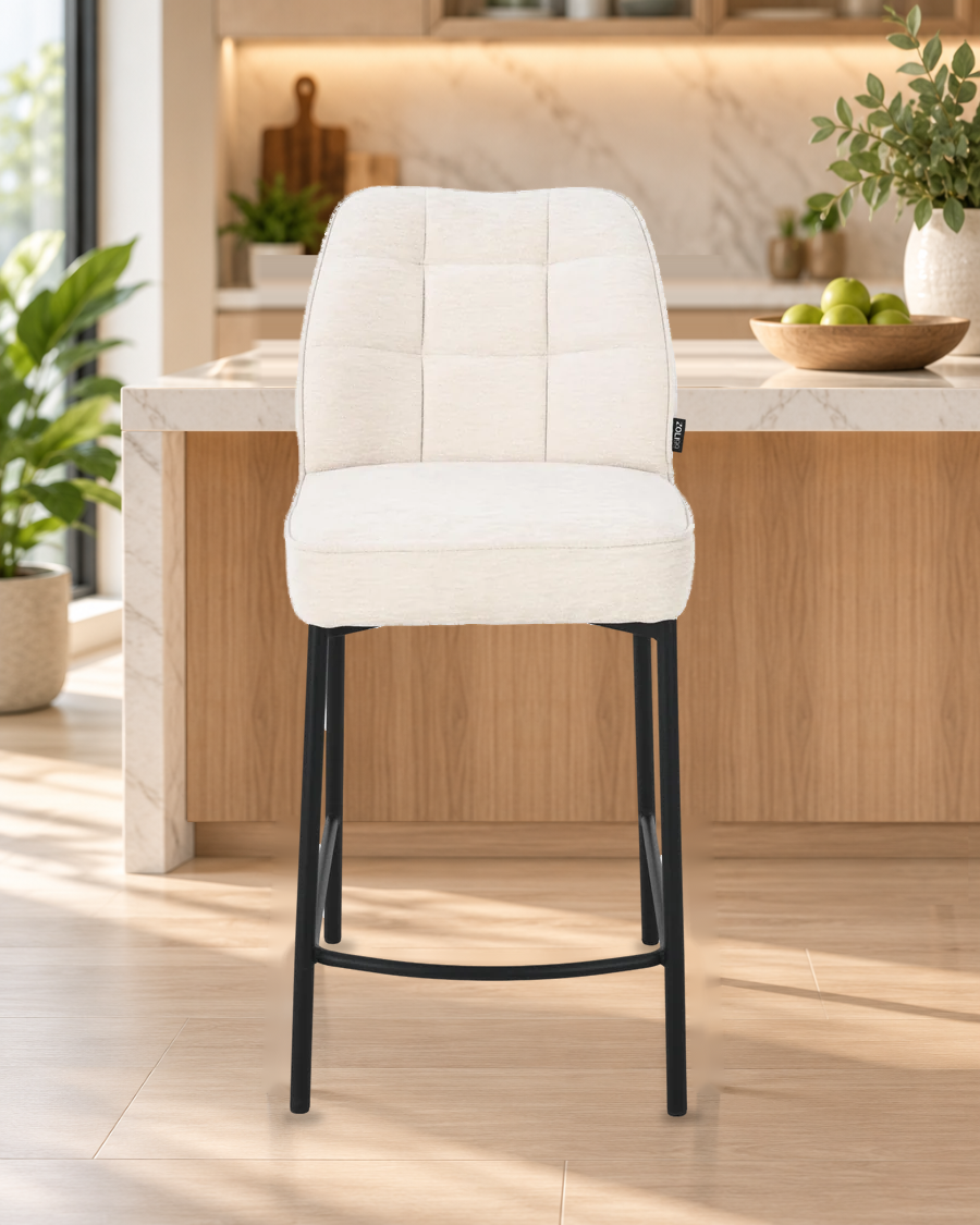 Chaise haute tabouret de bar en tissu anti tache, 67x47xH97,5CM - LYRA