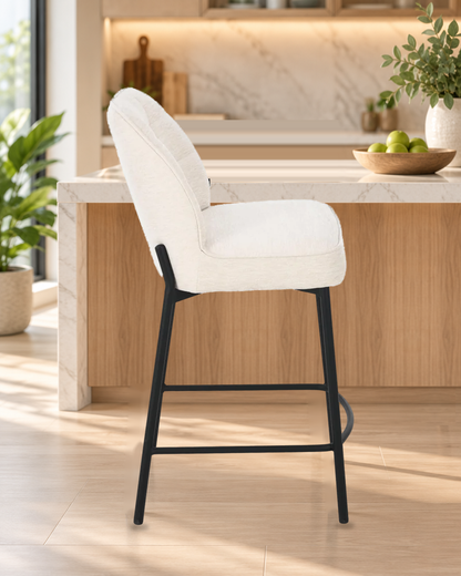 Chaise haute tabouret de bar en tissu anti tache, 67x47xH97,5CM - LYRA