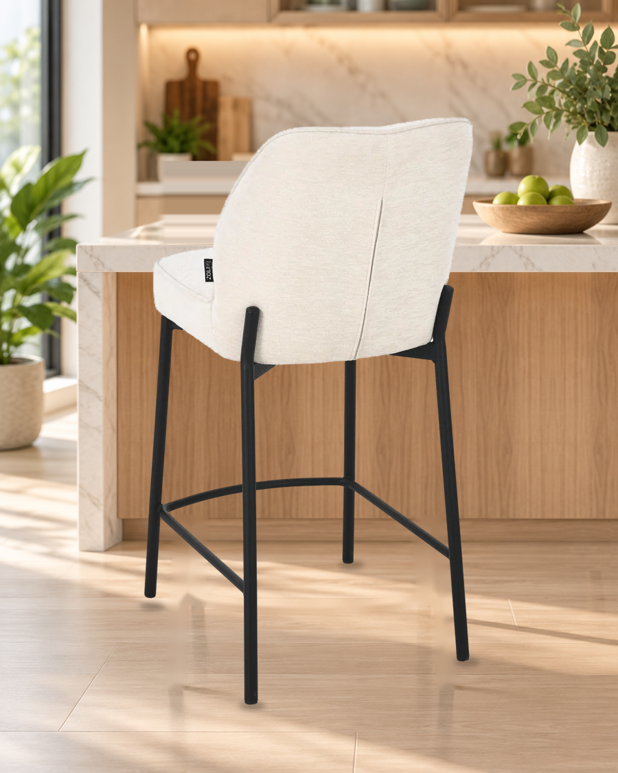 Chaise haute tabouret de bar en tissu anti tache, 67x47xH97,5CM - LYRA