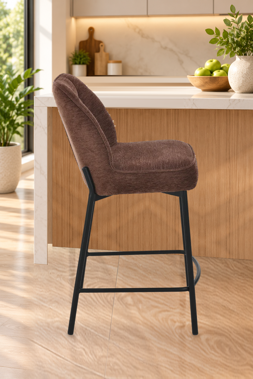 Chaise haute tabouret de bar en tissu anti tache, 67x47xH97,5CM - LYRA