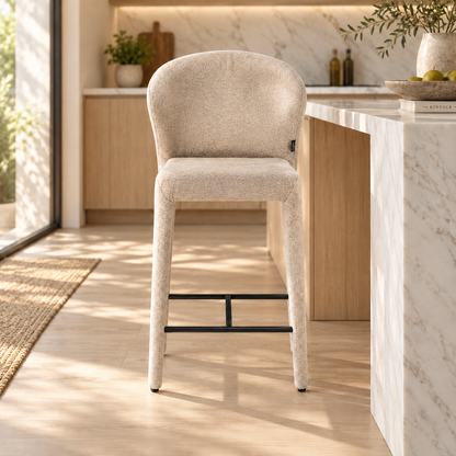 Chaise haute tabouret de bar en tissu anti tache, 57x51xH98CM - NOAM