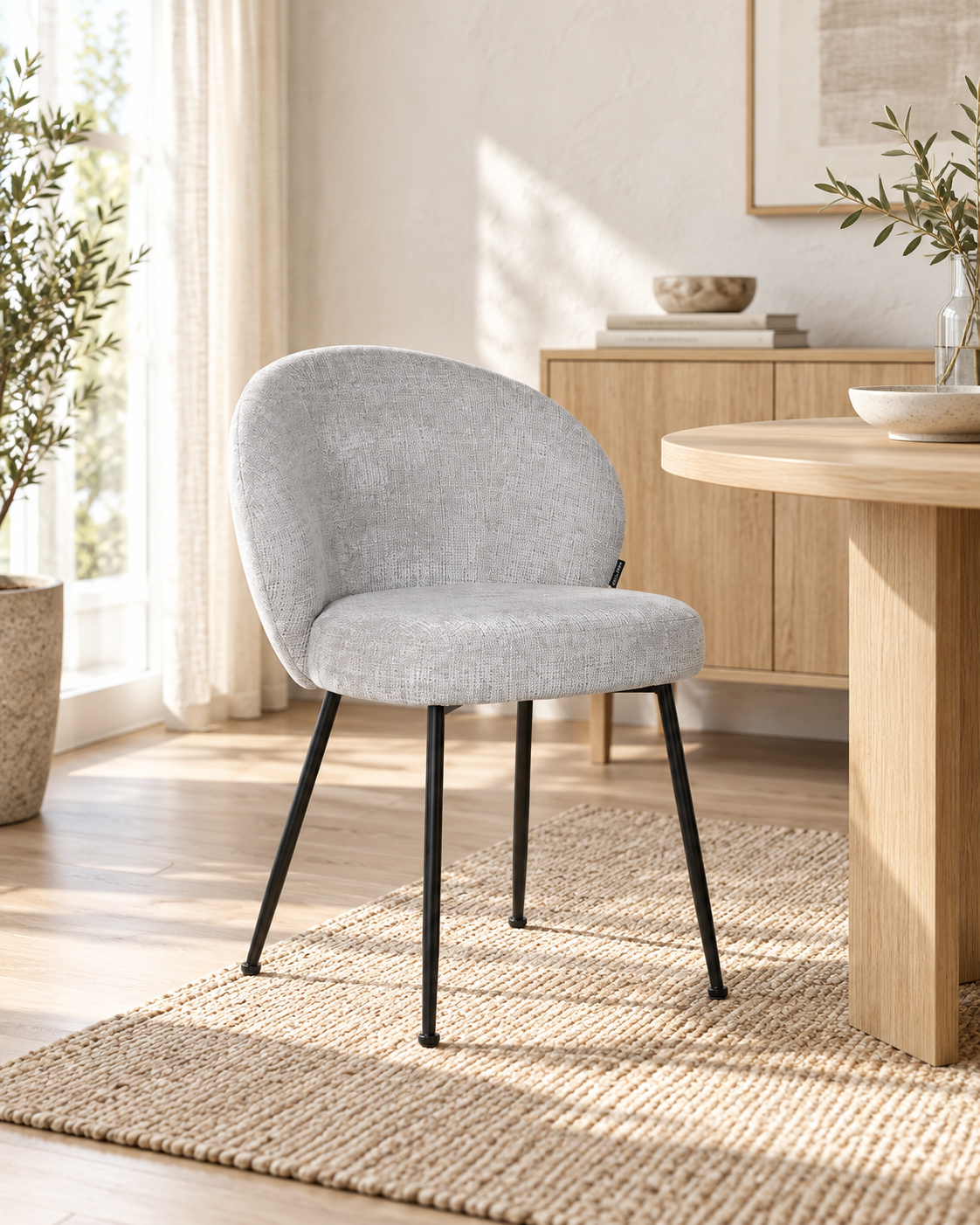 Chaise en tissu anti tache, 58x60xH82,5CM - SHIREL