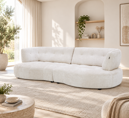 Canapé angle 5 places en tissu anti tache, 284x127xH80CM - LUNA
