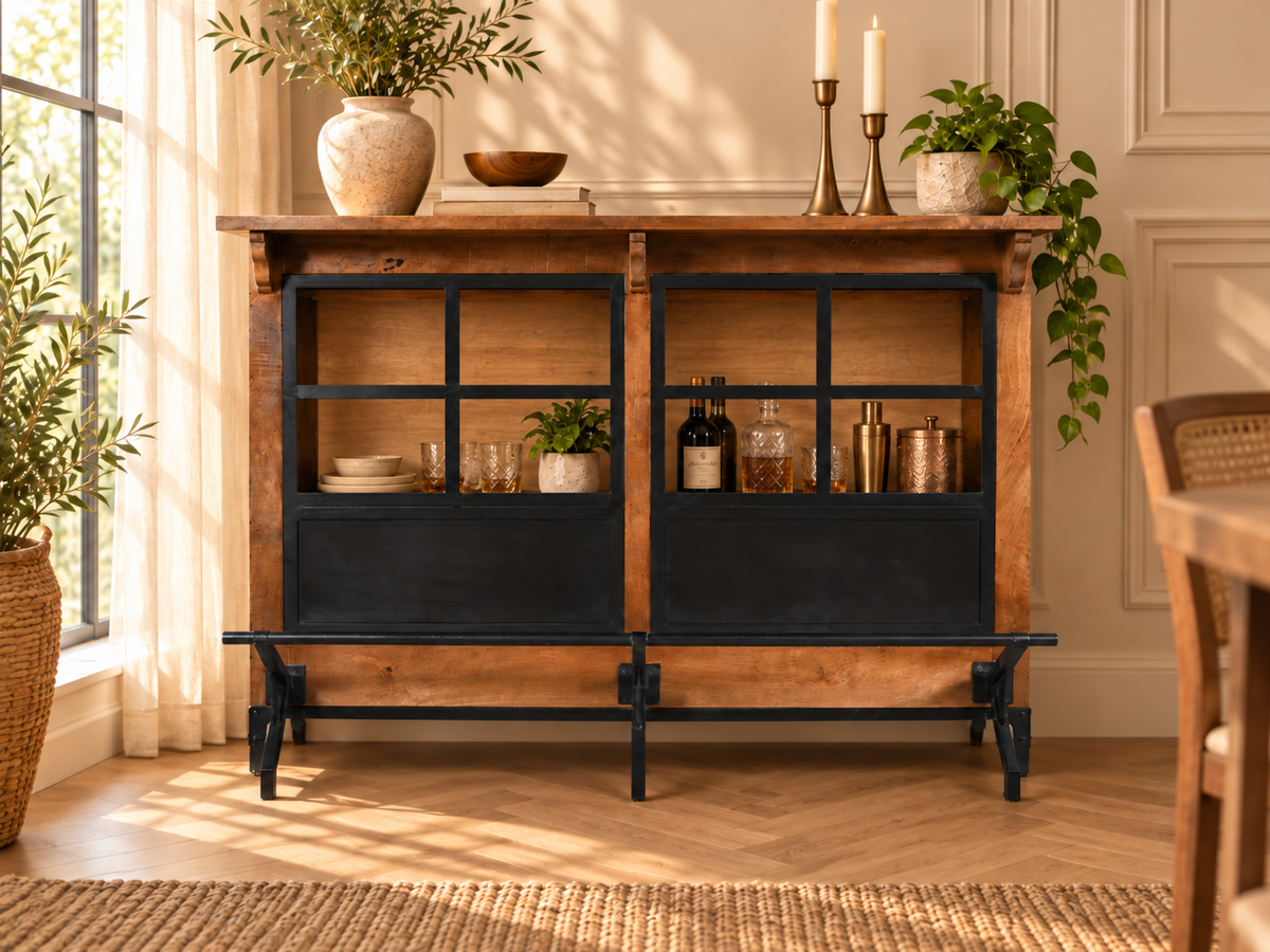 Buffet Meuble Bar mange debout en bois de manguier - LIMA