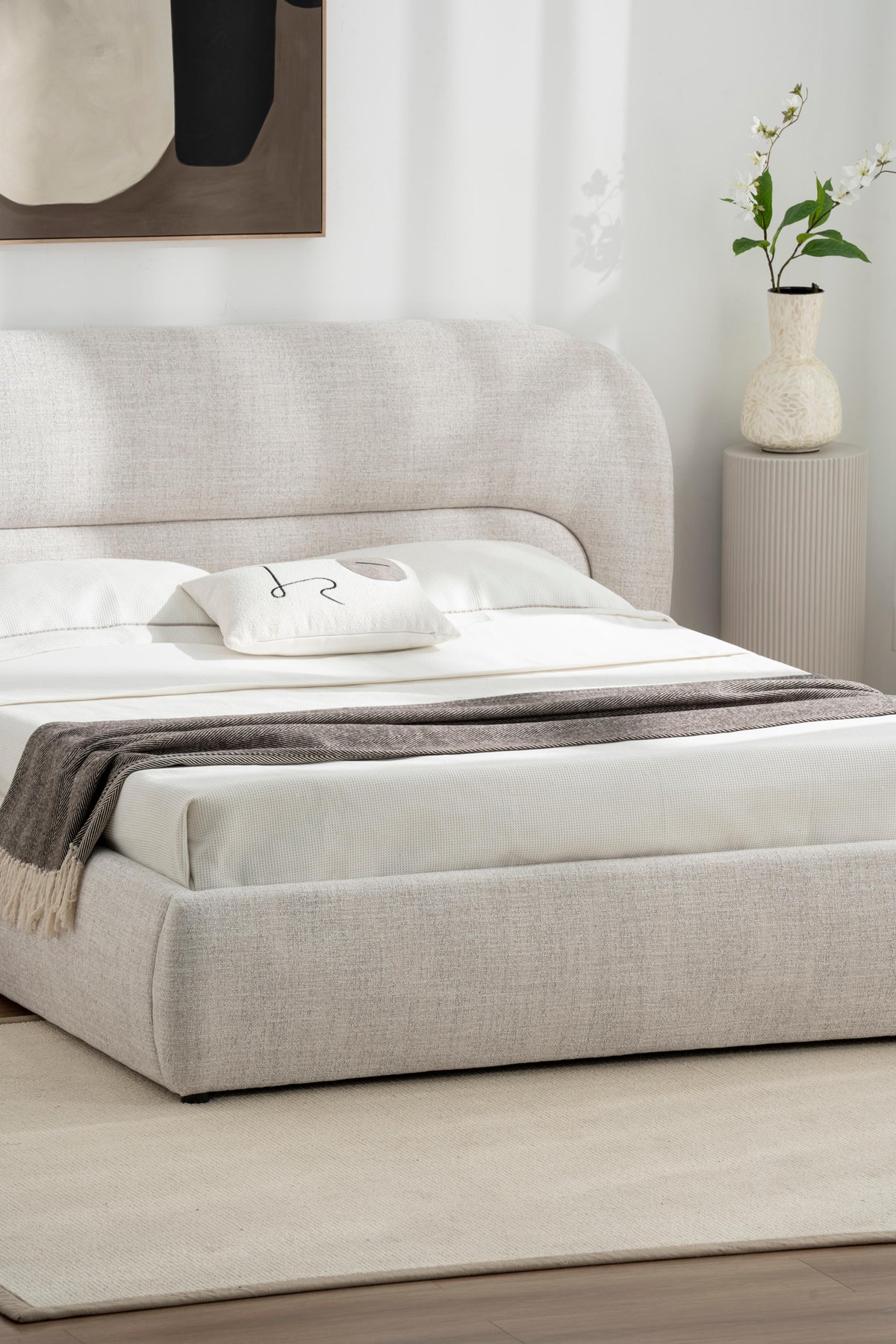 Lit coffre en tissu avec sommier - BRYLE