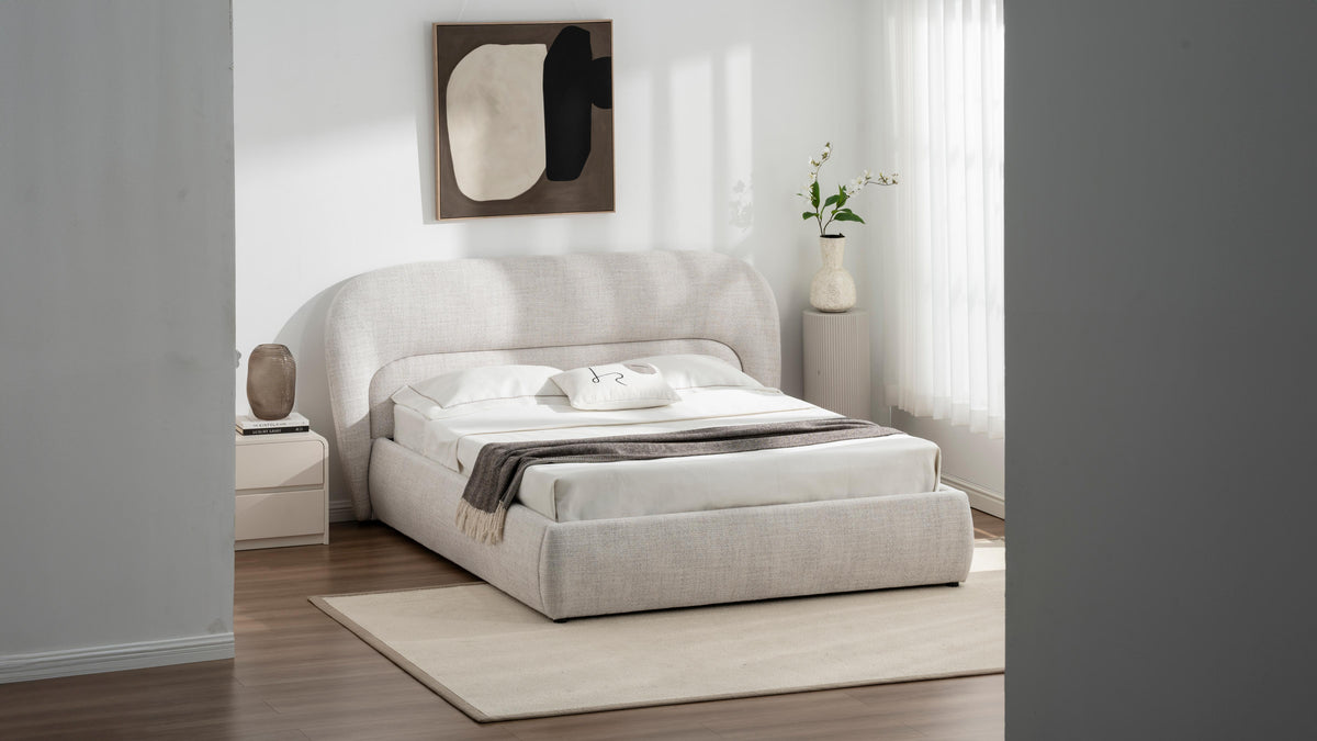 Lit coffre en tissu avec sommier - BRYLE