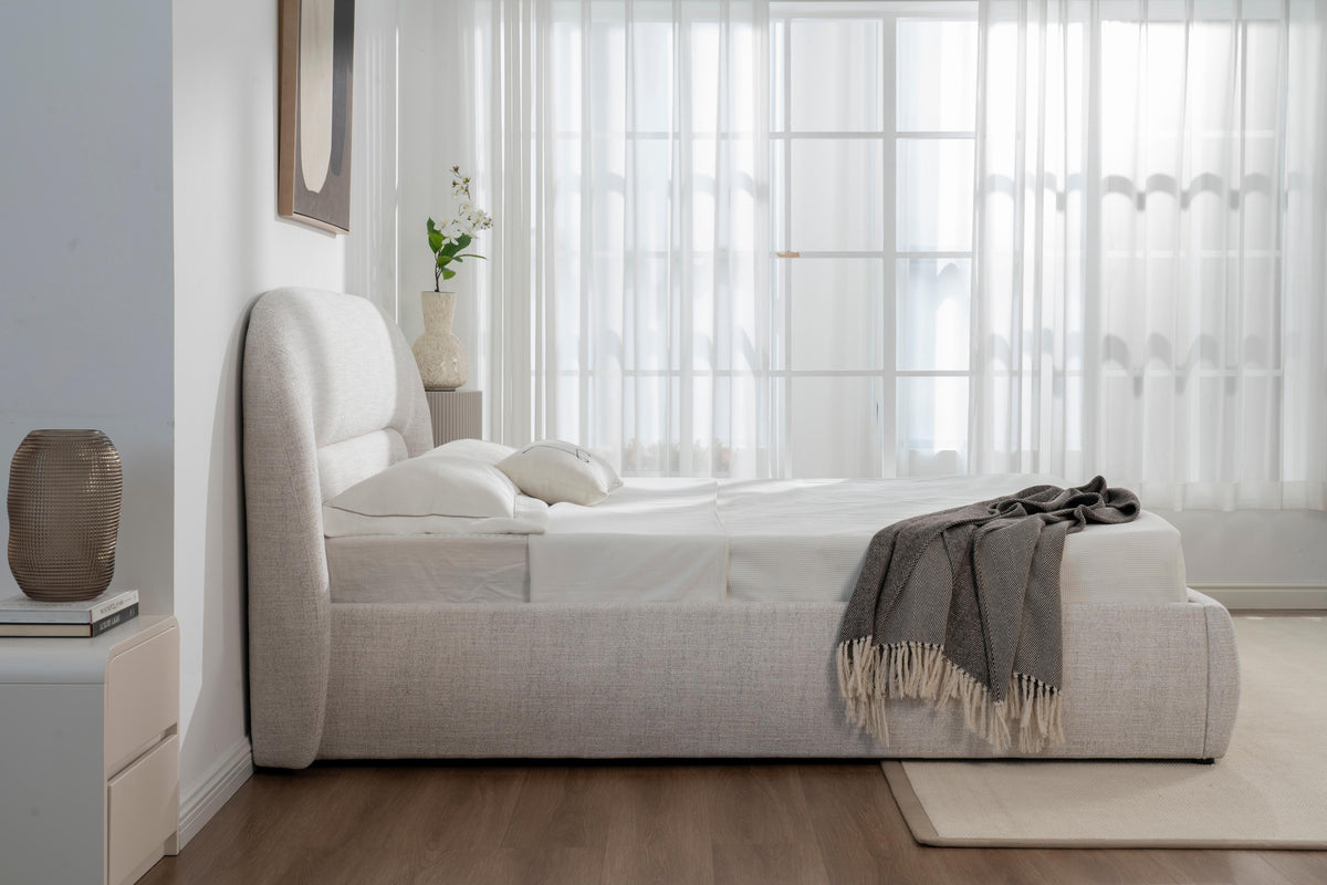 Lit coffre en tissu avec sommier - BRYLE