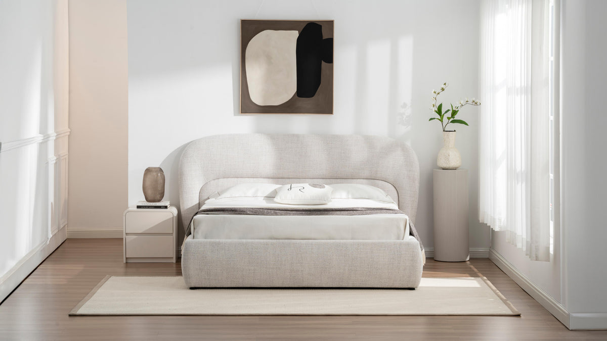 Lit coffre en tissu avec sommier - BRYLE