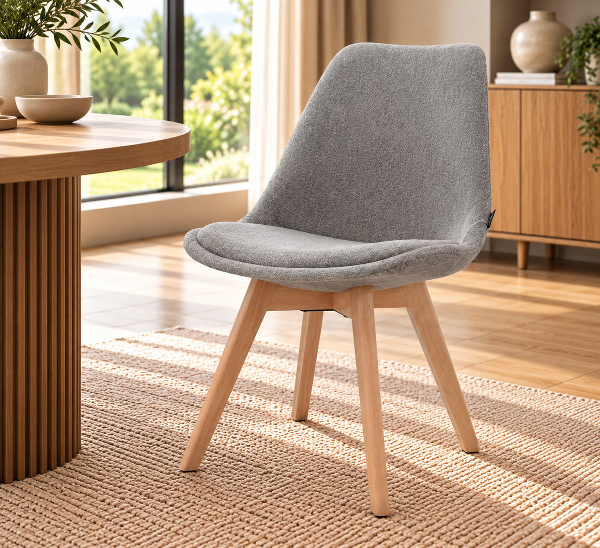 Chaise en tissu pieds en bois massif, 58x49,5x82CM-Alba