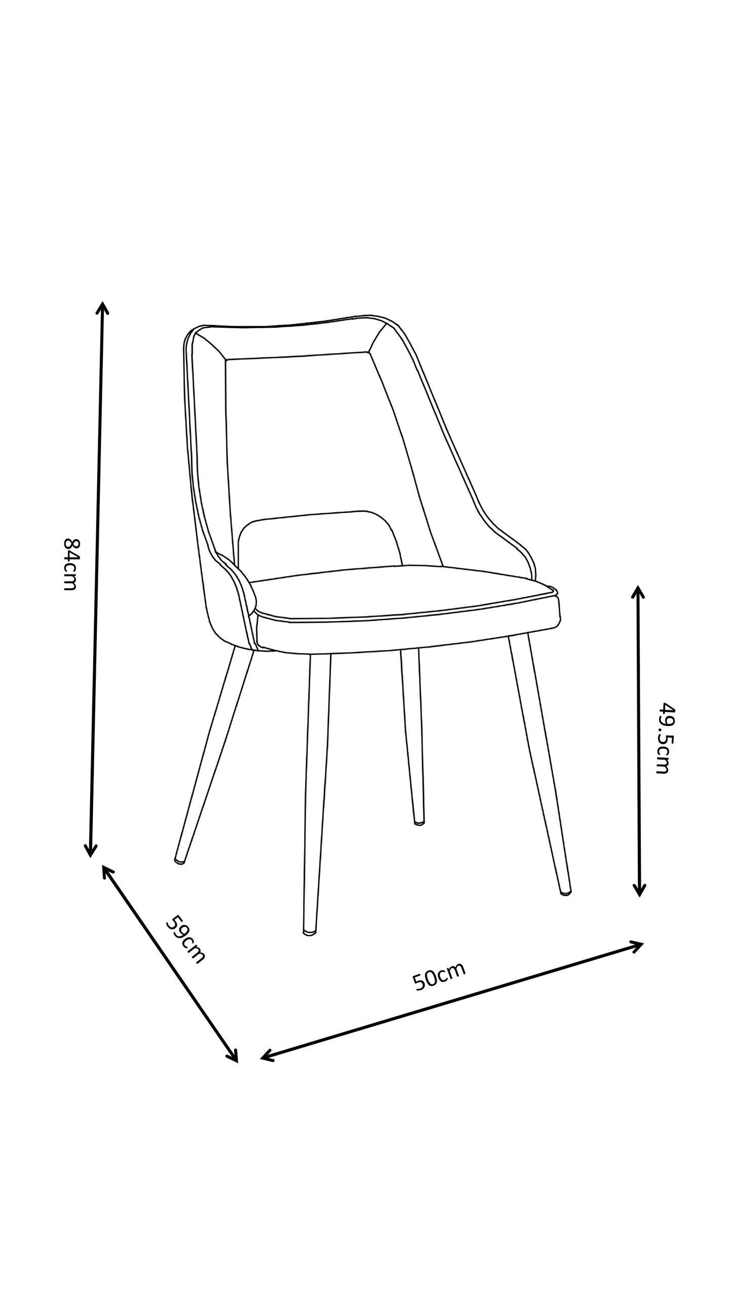 Chaise en tissu anti tache, 50x59xH84CM - MILA