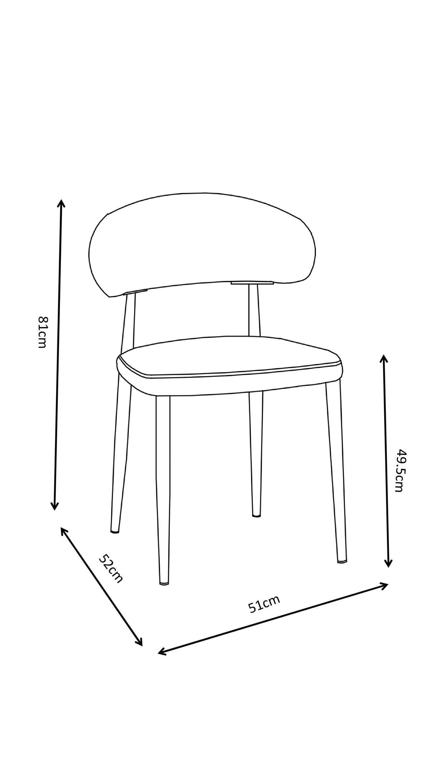 Chaise en tissu anti tache, 51x52xH81CM - SOPHIA