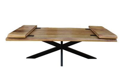 Table à manger extensible avec plateau en bois de manguier - ELVINA