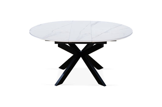 Table à manger ronde extensible avec plateau en céramique, D120-150XH76CM - PILAR