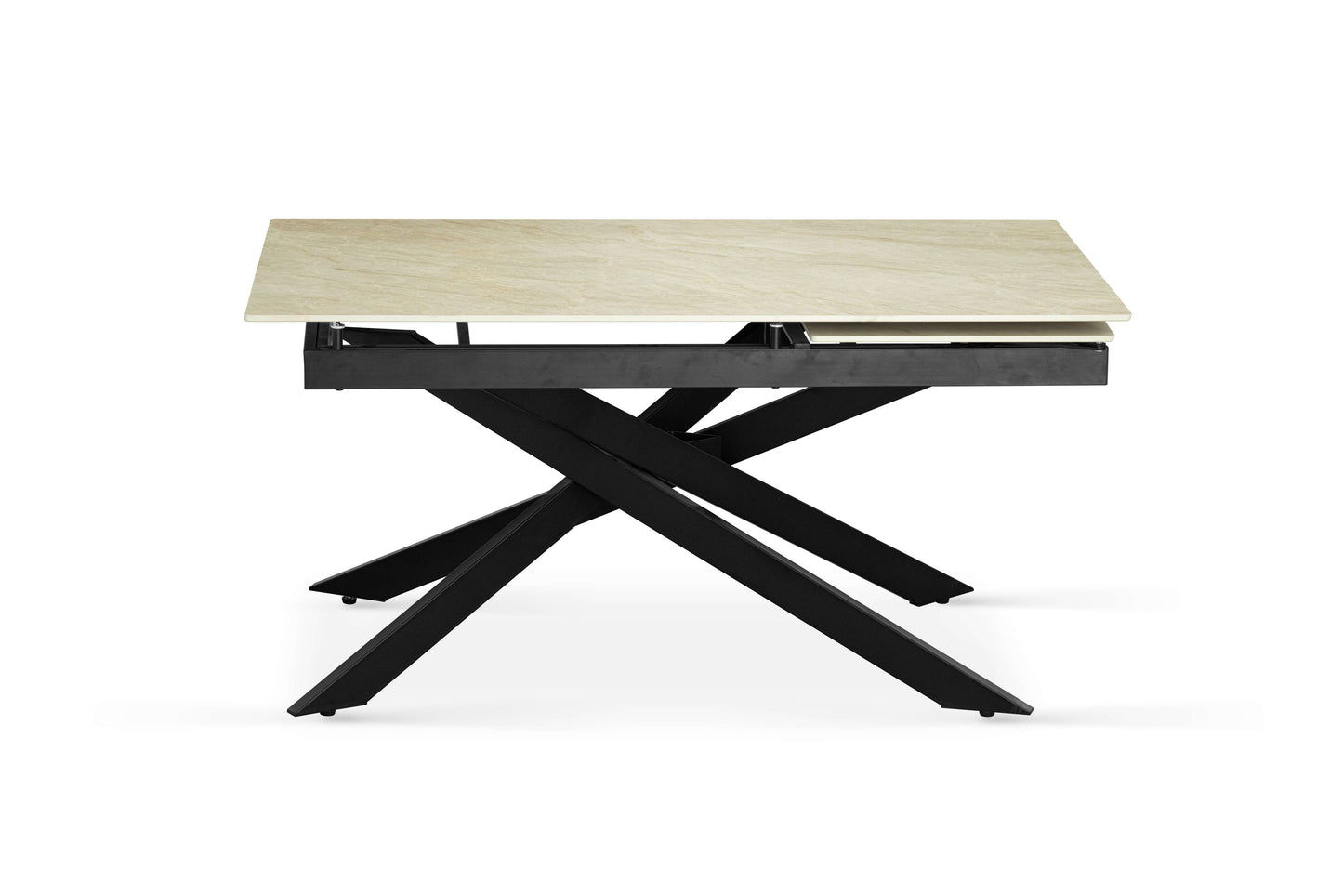 Table à manger extensible avec plateau en céramique, 159,5-219,5x89,5xH76,5CM - MIKA