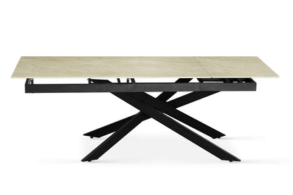 Table à manger extensible avec plateau en céramique, 159,5-219,5x89,5xH76,5CM - MIKA