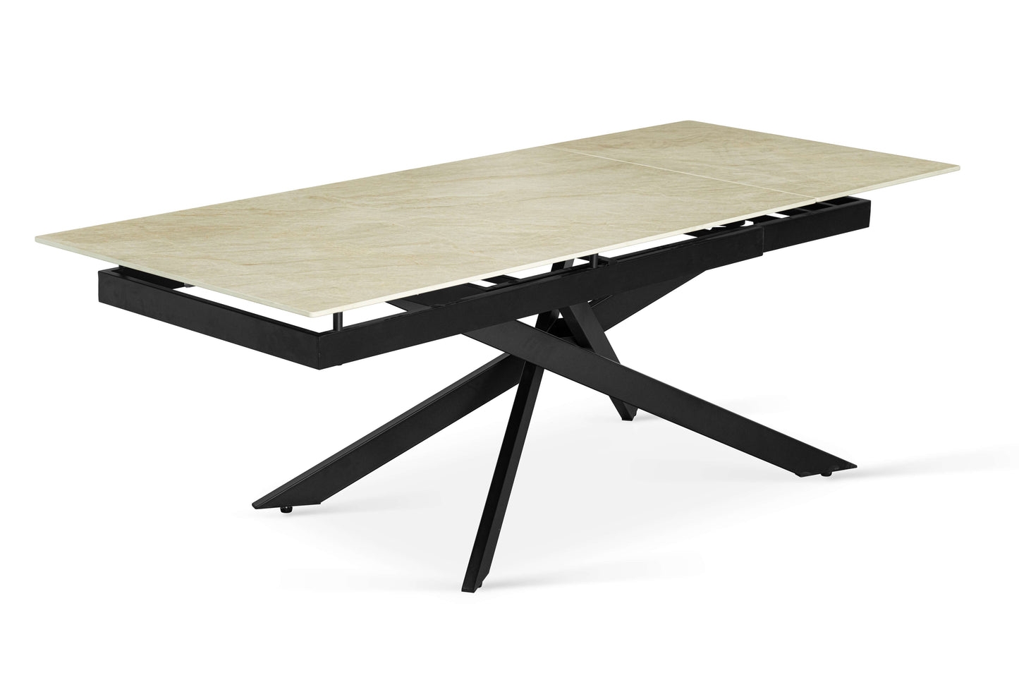 Table à manger extensible avec plateau en céramique, 159,5-219,5x89,5xH76,5CM - MIKA