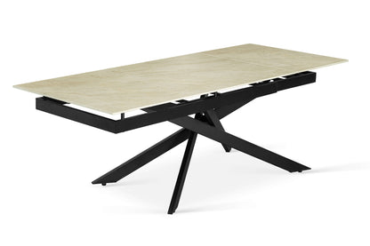 Table à manger extensible avec plateau en céramique, 159,5-219,5x89,5xH76,5CM - MIKA