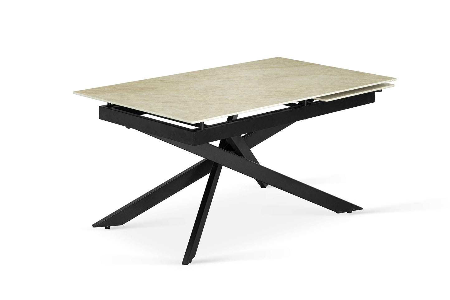 Table à manger extensible avec plateau en céramique, 159,5-219,5x89,5xH76,5CM - MIKA