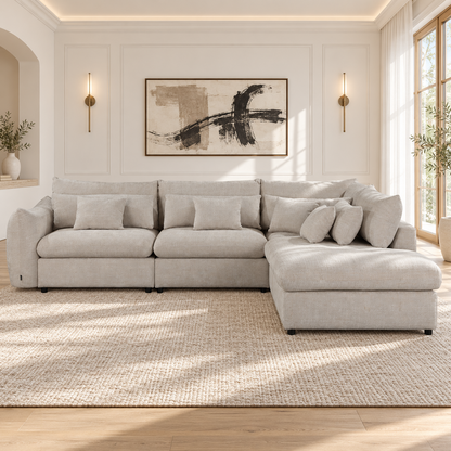 Grand Canapé d'Angle modulable 7 places en tissu 334x240xH87CM - VOLTAIRE