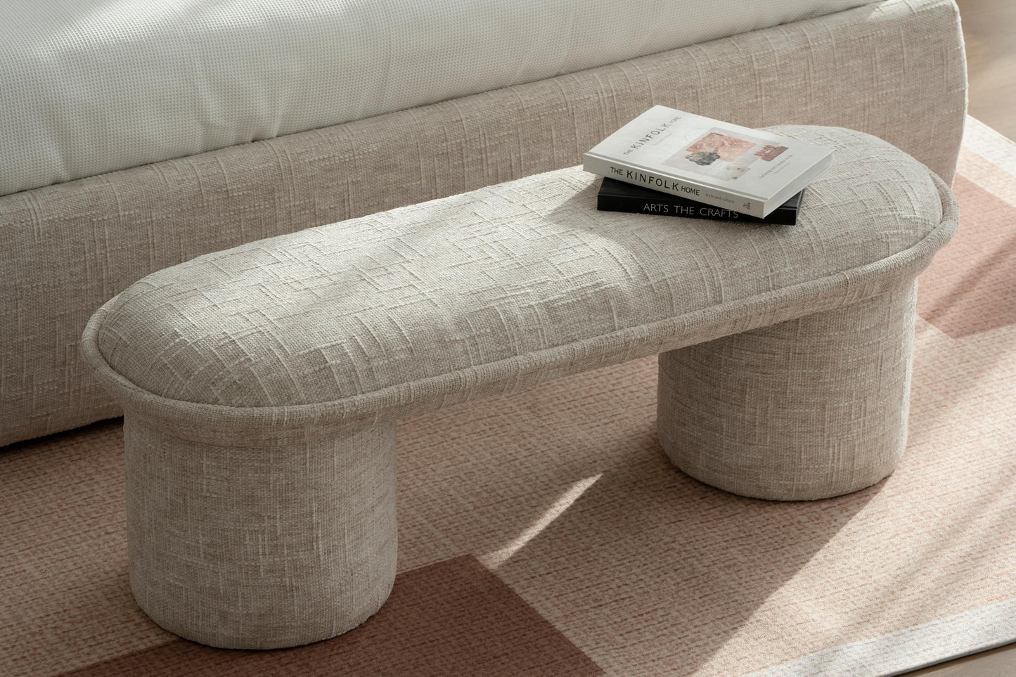 Banc pouf en tissu anti tache, 123x43xH42CM Mont-blanc