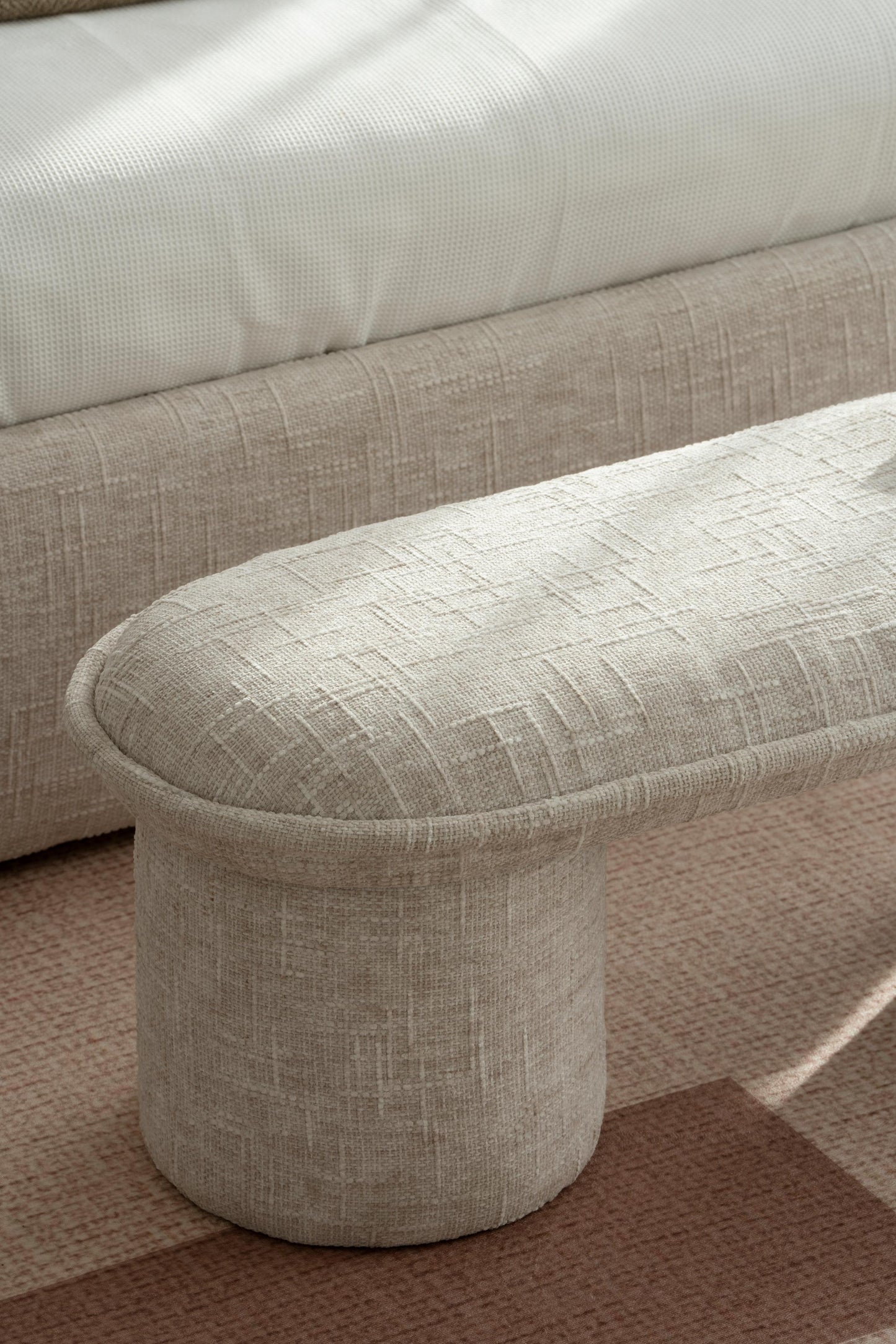 Banc pouf en tissu anti tache, 123x43xH42CM Mont-blanc