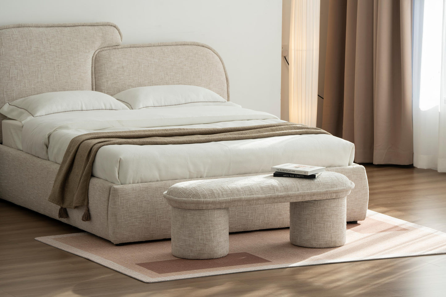 Banc pouf en tissu anti tache, 123x43xH42CM Mont-blanc