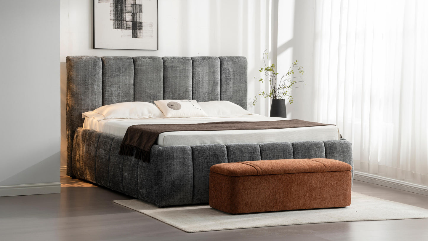 Banc de dressing pouf en tissu anti tache, 123x46xH45CM Emilio