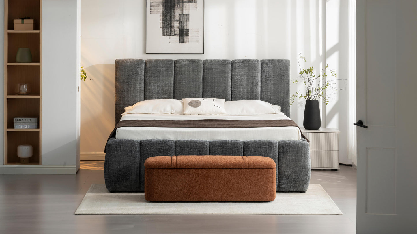 Banc de dressing pouf en tissu anti tache, 123x46xH45CM Emilio