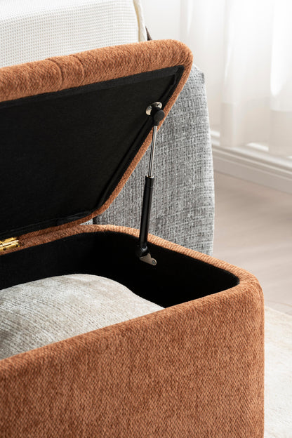 Banc de dressing pouf en tissu anti tache, 123x46xH45CM Emilio