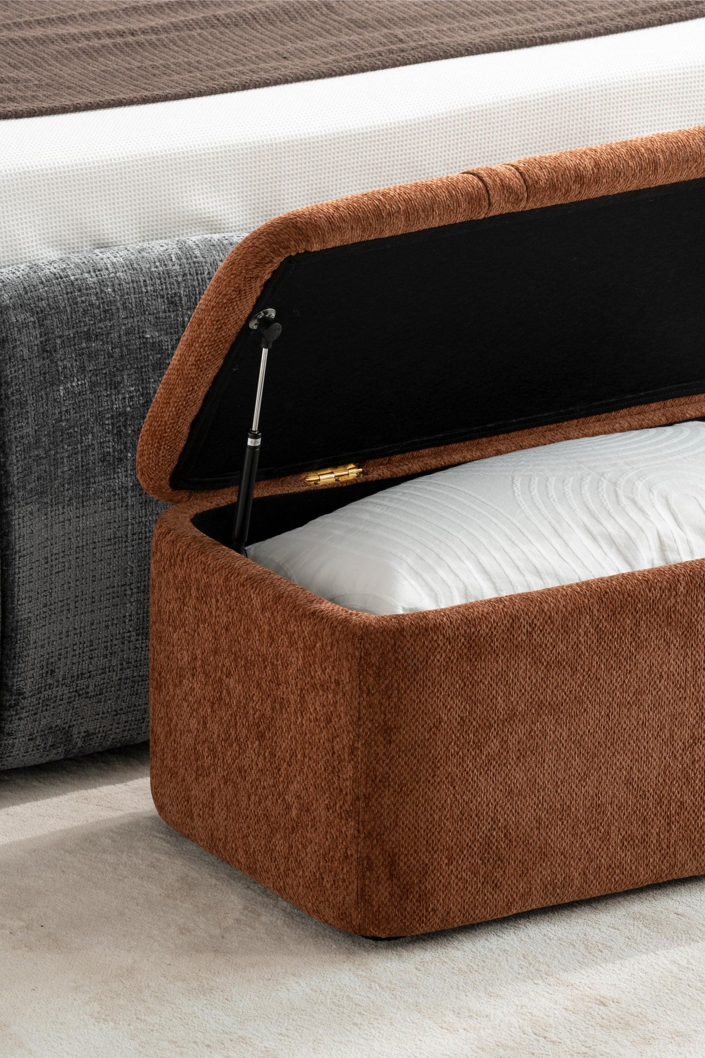 Banc de dressing pouf en tissu anti tache, 123x46xH45CM Emilio