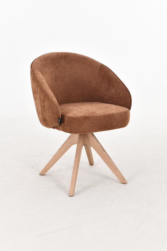 NORDIE Chaise pivotante en tissu anti tâche pieds bois massif, 60x62xH80CM
