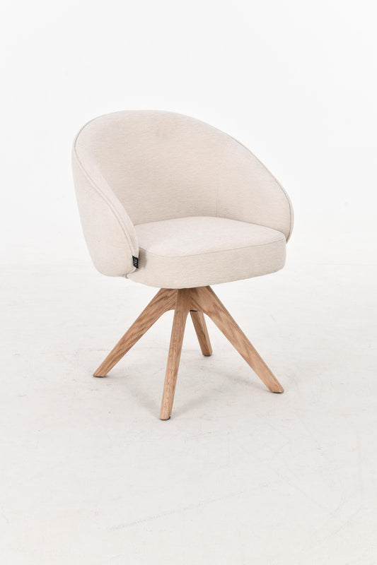 NORDIE Chaise pivotante en tissu anti tâche pieds bois massif, 60x62xH80CM