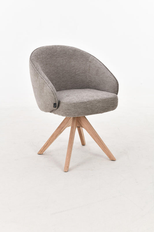 NORDIE Chaise pivotante en tissu anti tâche pieds bois massif, 60x62xH80CM