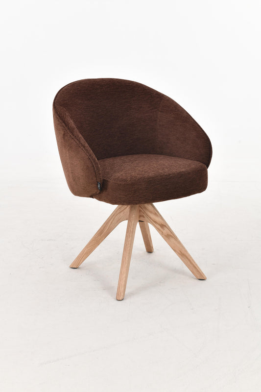 NORDIE Chaise pivotante en tissu anti tâche pieds bois massif, 60x62xH80CM
