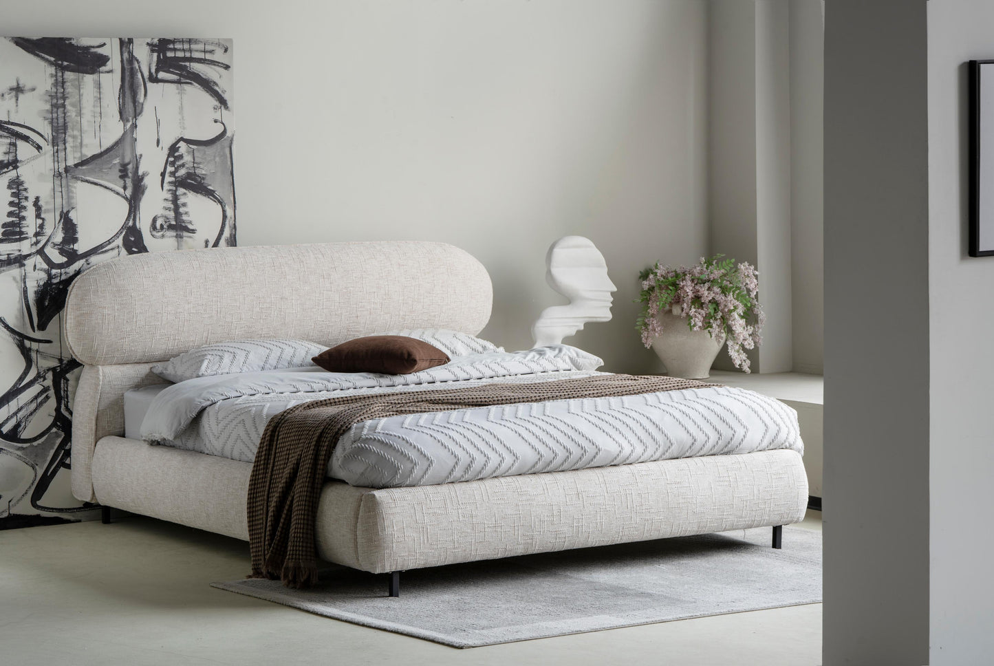 Lit en tissu avec sommier inclus Emilie