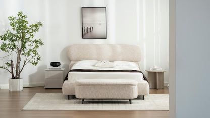 Lit en tissu avec sommier inclus Emilie