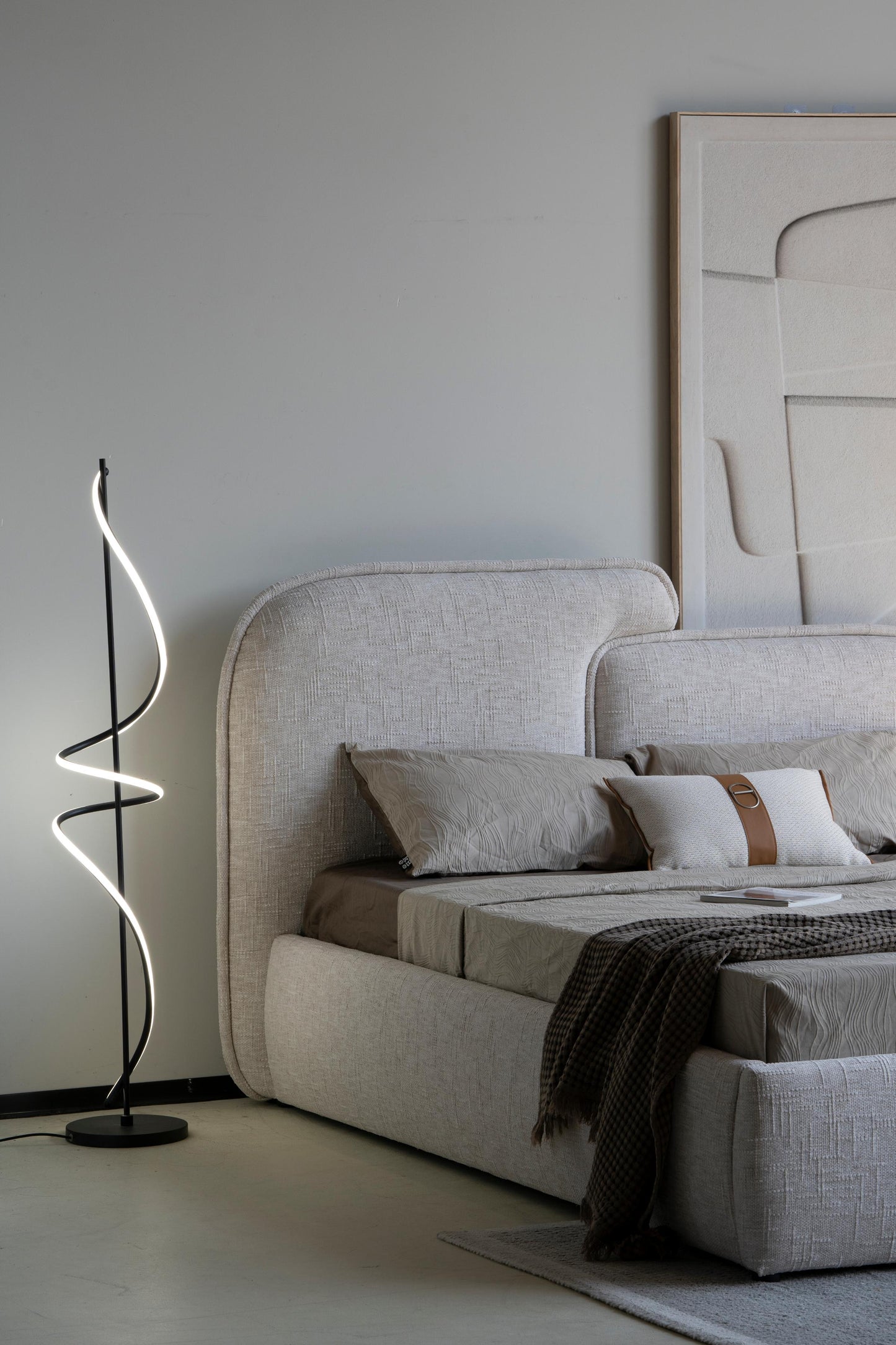 Lit avec sommier en tissu anti tâche -Mont Blanc