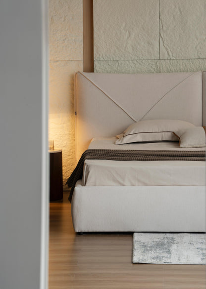 Lit en tissu avec sommier KuBo