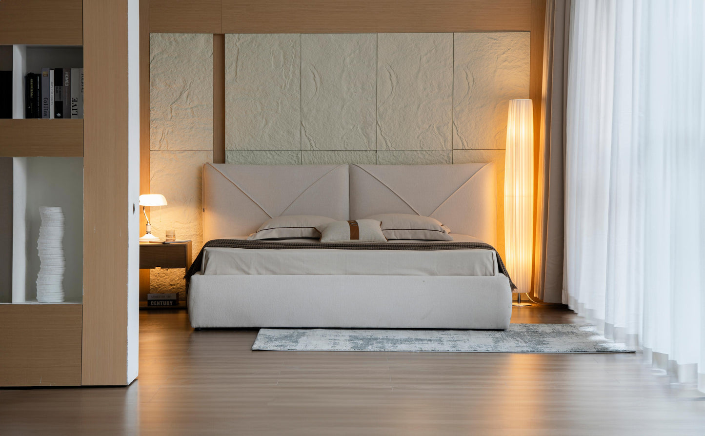 Lit en tissu avec sommier KuBo