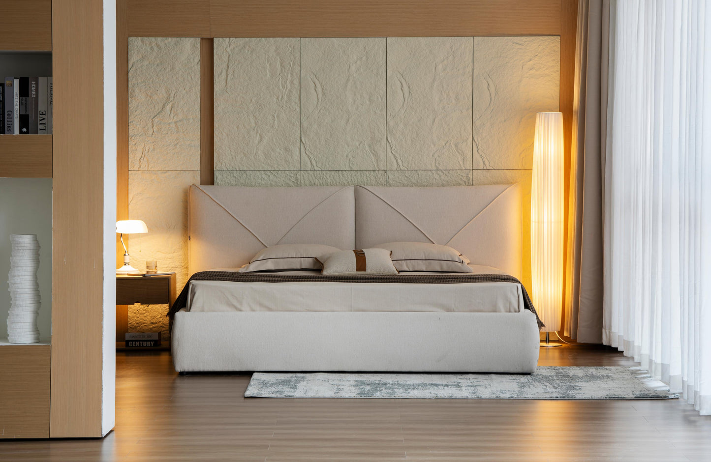 Lit en tissu avec sommier KuBo