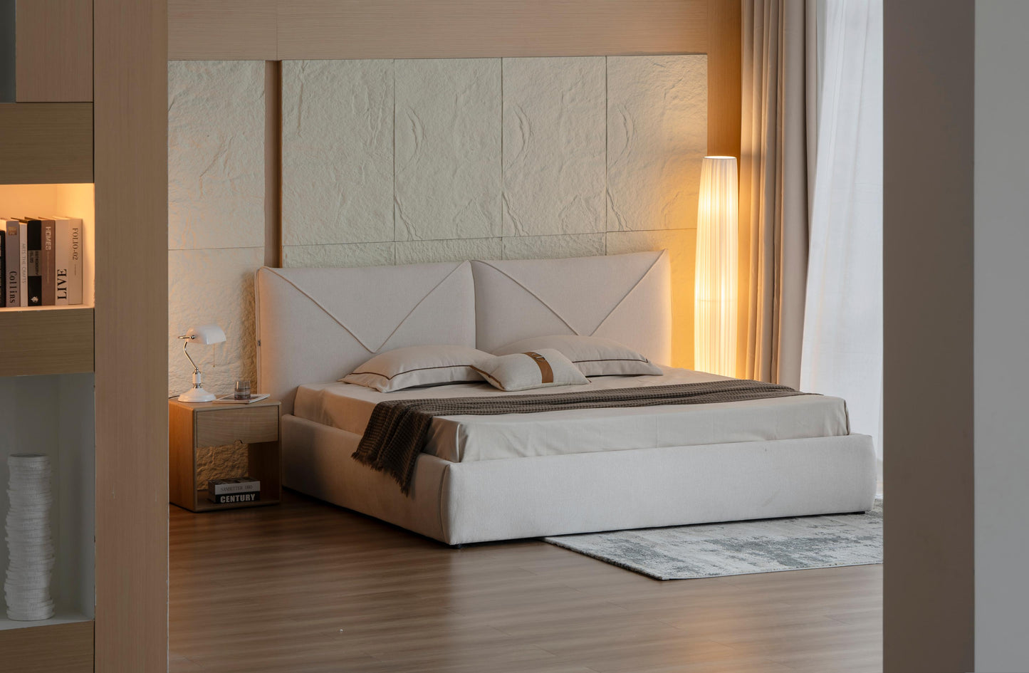 Lit en tissu avec sommier KuBo