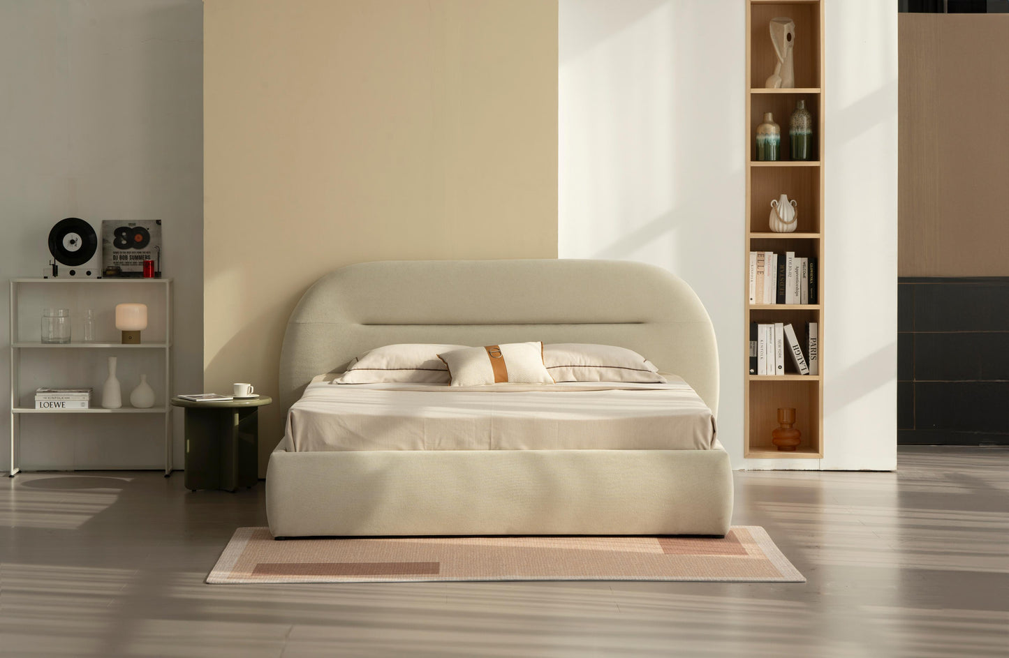 Lit en tissu avec sommier inclus Vernon